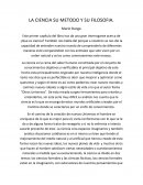Cual es La ciencia su método y su filosofía