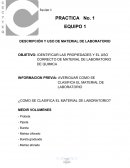 PPIEDADES Y EL USO CORRECTO DE MATERIAL DE LABORATORIO DE QUIMICA