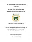 Proceso de Enfermería Aplicado a Paciente con Neumopatía (posteriormente finado)