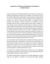 ANÁLISIS DE LAS PRINCIPALES EMPRESAS MULTINACIONALES Y TRANSNACIONALES. Página 1