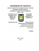 Influencia de las relaciones laborales en el desempeño laboral del personal de la gerencia de desarrollo urbano