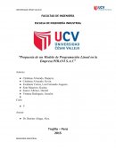 Propuesta de un modelo de programación lineal en la empresa PIRANI S.A.C
