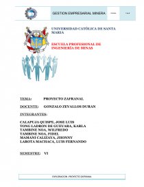 TRABAJO: PROYECTO MINERO ZAFRANAL. Página 1