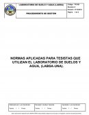 NORMAS APLICADAS PARA TESISTAS QUE UTILIZAN EL LABORATORIO DE SUELOS Y AGUA
