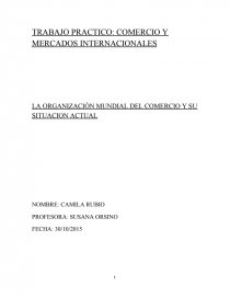 TRABAJO PRACTICO: COMERCIO Y MERCADOS INTERNACIONALES LA ORGANIZACIÓN MUNDIAL DEL COMERCIO Y SU SITUACION ACTUAL. Página 1