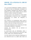 ANALISIS DE "EL LOBO DE WALL STREET"