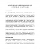 ACOSO SEXUAL Y DISCRIMINACIÓN POR MATERNIDAD EN EL TRABAJO