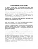 Tema: Objetividad y Subjetividad