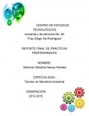 Reporte de practicas: Técnico en Mecánica Industrial