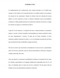La implementación de la dolarización como sistema monetario en el Ecuador. Página 1