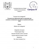 Frecuencia de Salmonella typhi en pacientes que acudieron al laboratorio escuela en el periodo abril-junio 2015
