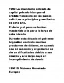 Condiciones económicas y financieras interconectadas en la década de 1990