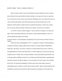 RESEÑA LIBRO BAJO LA MISMA ESTRELLA. Página 1