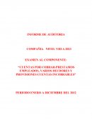 CUENTAS POR COBRAR-PRESTAMOS EMPLEADOS, VARIOS DEUDORES Y PROVISIONES CUENTAS INCOBRABLES