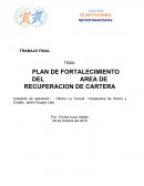 PLAN DE FORTALECIMIENTO DEL AREA DE RECUPERACION DE CARTERA