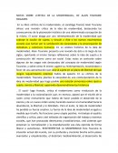 TOUREINE NOTAS SOBRE «CRITICA DE LA MODERNIDAD», DE ALAIN TOURAINE RESUMEN