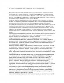 REFLEXIONES PEDAGÓGICAS SOBRE TRABAJO POR PORYECTOS DIDÁCTICOS. Página 1