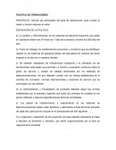 POLÍTICA DE OPERACIONES. EXPOSICIÓN DE LA POLÍTICA