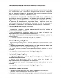 Los Criterios para la evaluación de un ensayo. Página 1