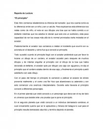 Reporte de Lectura “El principito”. Página 1