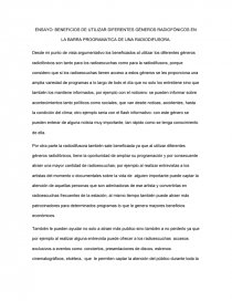 BENEFICIOS DE UTILIZAR DIFERENTES GÉNEROS RADIOFÓNICOS. Página 1