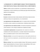 LA ORGANIZACIÓN Y EL COMPORTAMIENTO HUMANO. TIPOS DE ORGANIZACIÓN
