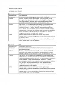 REQUISITOS FUNCIONALES CATÁLOGO DE ARTÍCULOS. Página 1