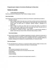 Propuesta para mejorar el servicio ofrecido por la línea área. Página 1