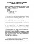 RELATORIA DE LA OCTAVA SESION ORDINARIA DE CONSEJO TECNICO ESCOLAR