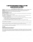 CUALES SON LAS ACTIVIDADES PARA LA NO DISCRIMINACIÓN