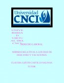 NORMAS RELATIVAS A LOS DIAS DE DESCANSO Y VACACIONES