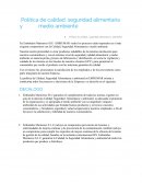 Política de calidad, seguridad alimentaria y medio ambiente