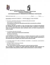 CUESTIONARIO/EXAMEN DE HERRAMIENTAS DE APRENDIZAJE E INVESTIGACIÓN.. Página 1