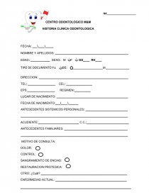 Modelo de Histroria clínica. Página 1