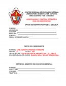 GUIA DE OBSERVACIÓN DATOS DE IDENTIFICACIÓN DE LA ESCUELA