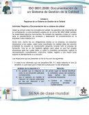 Actividad: Registro y Documentación de un sistema de calidad