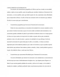 De acuerdo a las características geográficas de México que has revisado en esta unidad. Página 1