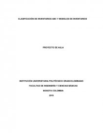CLASIFICACIÓN DE INVENTARIOS ABC Y MODELOS DE INVENTARIOS PROYECTO DE AULA. Página 1