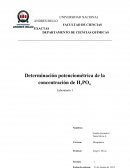 Determinación potenciométrica de la concentración de H3PO4.