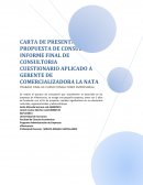 CARTA DE PRESENTACION PROPUESTA DE CONSULTORIA INFORME FINAL DE CONSULTORIA CUESTIONARIO APLICADO A GERENTE DE COMERCIALIZADORA LA NATA