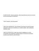 PLANIFICACION: Clase de admisión y alta de pacientes