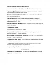 Programa de productos terminados y vendidos. Página 1