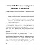 La relación de México con los organismos financieros internacionales