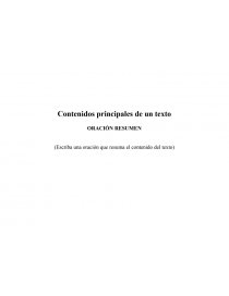 Contenidos principales de un texto - Resumen de una oración. Página 1