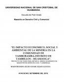 El impacto economico, social y ambiental de la mineria en la comunidad de Tambobamba