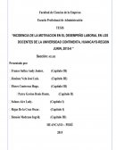 Incidencia de la motivacion en el desempeño laboral en los docentes