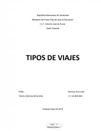 TIPOS DE VIAJES VIAJE VACACIONAL O PACKAGE TOUR. Página 1