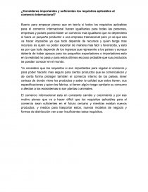 ¿Consideras importantes y suficientes los requisitos aplicables al comercio internacional?. Página 1