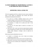EL NUEVO RÉGIMEN DE TRANSPARENCIA Y ACCESO A LA INFORMACIÓN PÚBLICA EN MÉXICO