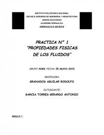 PRACTICA N° 1 “PROPIEDADES FISICAS DE LOS FLUIDOS”. Página 1